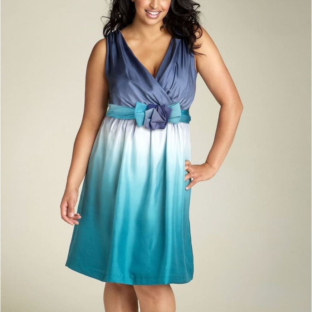 Suzi Chin | Blue Ombre Empire Waist Silk Dress - Picture 2 of 7